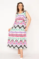 Kadın Fujya Dokuma Viskon Kumaş Göğüs Volanlı Elbise 65N33247