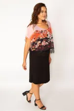 Women's Black Chiffon Cape Dress