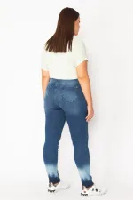 JEAN FEMME EN LYCRA 5 POCHES EFFET DÉLAVÉ BLEU MARINE