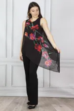 Kadin Siyah Şifon Detayli Tulum 26N12044