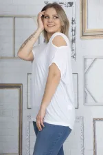 Women's Bone Thin Viscose Fabric Shoulder-Low-Cut Blouse 65N22864