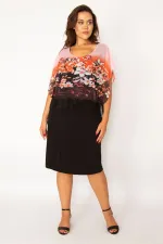 Women's Black Chiffon Cape Dress