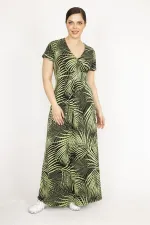 Kadın Mor Büyük Beden Anvelop Yakalı Renkli Uzun Elbise