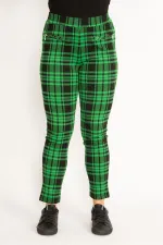 Kadın Kırmızı Ekose Desenli Süs Fermuar Cepli Tayt 65N34640