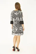 WOMEN'S BLACK V-NECK FLOUNCED SLEEVE DRESS