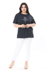 Kadın Büyük Beden Gül Kurusu Bisiklet Yakalı Kısa Kollu Bluz 65N38006