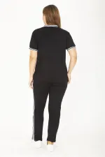 Kadın Büyük Beden Lacivert Ribanall Kısa Kollu Bluz Pantolon Eşofman Takım 65N36811