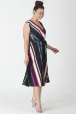 Kadın Siyah Anvelop Çizgili Elbise