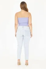 Kadın Büyük Beden Mavi 5 Cepli Kot Pantolon 65N36977