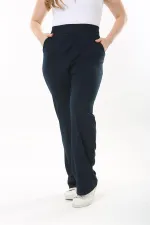 Kadın Büyük Beden Füme Ütü İzi Çima Dikişli Likralı Yan Cepli Pantolon 65N37564