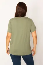 Kadın Haki Dijital Baskılı Rahat Kesim Tunik 65N34199