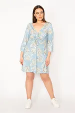 Kadın Mavi Göğüs Büzgü Detaylı Tunik 65N32937