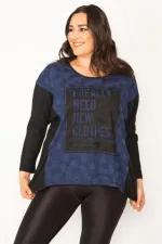 Kadın Siyah Yarasa Kol Ön Detaylı Tunik 65N31027