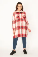 Kadın Bordo Önü Çıtçıt Düğmeli Oduncu Gömlek 65N32726