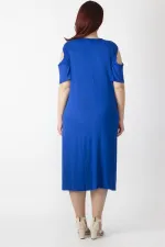 Kadın Haki Omuz Dekolteli Viskon Elbise 65N26131