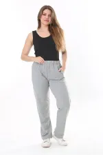 Kadın Büyük Beden Füme Biye Detaylı Yan Cepli Beli Lastikli Eşofman Alt 65N37840