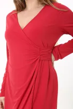 Kadın Büyük Beden Kırmızı Astarlı Kapalı Anvelop Elbise 65N37547