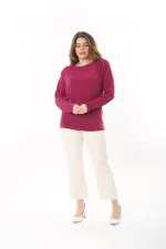 Kadın Büyük Beden Fujya Omuzları Pile Ve Vatka Detaylı Uzun Kollu Bluz 65N37503