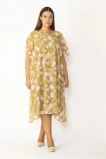 Kadın Haki Astarlı Yırtmaç Kollu Şifon Elbise 65N28127