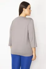 Kadın Mavi Taş Ve Renk Detaylı Bluz 65N29483