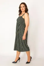 Kadın Haki  Göğüs Kısmı Gipe Lastikli Askılı Elbise 65N33481