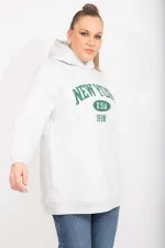 Kadın Gri 3 İplik İçi Şardonlu Kalın Sweatshirt 65N35491