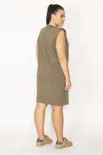 Kadın Haki Pamuklu Kumaş Omuzları Vatkalı Spor Elbise 65N29430