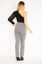 Kadın Gri 5 Cepli Likralı Kot Pantolon 65N35151