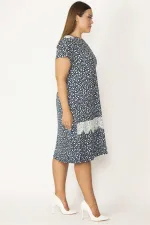 Kadın Lacivert Dantel Detaylı Viskon Elbise 65N28958