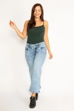 Kadın Mavi Likralı 5 Cep Kot Pantolon 65N34537