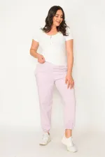 Kadın Gri Pamuklu Kumaş İçi Şardon Paça Ve Bel Lastikli Cep Detaylı Eşofman Alt  65N30436