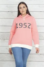 Women's Pink Hooded Sweatshirt with Raised Inside 65N20470