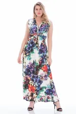 WOMEN'S COLORFUL FRONT DRAPED LONG DRESS