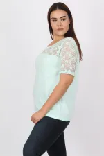 Kadın Beyaz Pamuklu Kumaş Dantel Detaylı Bluz 65N20711