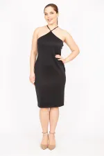 Kadın Siyah Büyük Beden Askılı Elbise 65N35821