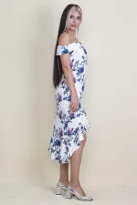 PATTERNED DRESS WITH SHOULDER DETAILS