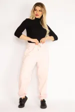 Kadın Pembe İçi Şardonlu 3 İplik Eşofman Alt 65N35102