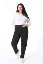 Kadın Büyük Beden Siyah Yüksek Bel 5 Cepli Likralı Kot Pantolon 65N38446