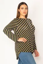 Kadın Siyah Ön Pat Fermuarlı Viskon Bluz 65N28620