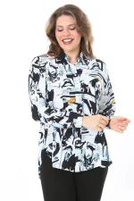 Kadın Büyük Beden Renkli Ön Düğmeli Arkası Uzun Desenli Gömlek 65N38022