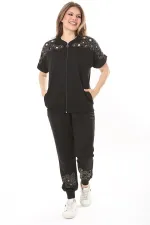 Kadın Büyük Beden Saks Göğüs Ve Paça Detaylı İkili Takım 65N37887