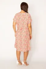 Kadın Gri Ön Yarım Pat Düğmeli Beli Kuşaklı Dokuma Viskon Kumaş Elbise 65N34325