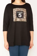 KADIN SİYAH ÖN DETAYLI KAPRİ KOLLU BLUZ