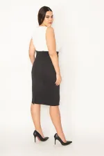 KADIN SİYAH SÜS METAL DÜĞME VE ZİNCİR AKSESUARLI SATEN ELBİSE