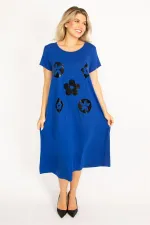 Kadın Mürdüm Suni Deri Garnili Elbise 65N34504