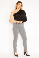 Kadın Gri 5 Cepli Likralı Kot Pantolon 65N35151