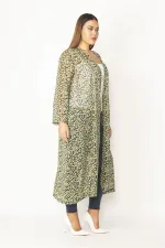 Kadın Kırmızı Şifon Kumaş Desenli Uzun Hırka 65N28497