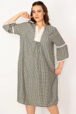 Kadın Kırmızı Dantel Detaylı Dokuma Viskon Kumaş Elbise 65N33209