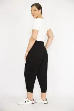 Kadın Siyah Büyük Beden Şalvar Kesim Kapri