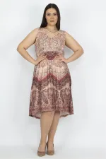 Kadın Petrol Arka Robası Dantel Bel Kısmı Lastikli Elbise 65N27924